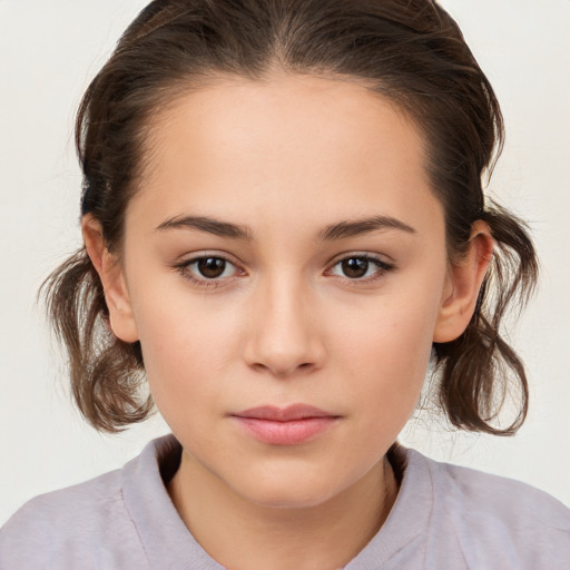 Neutral white child female with medium  brown hair and brown eyes