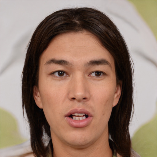 Neutral white young-adult male with medium  brown hair and brown eyes