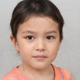 Neutral white child female with short  brown hair and brown eyes