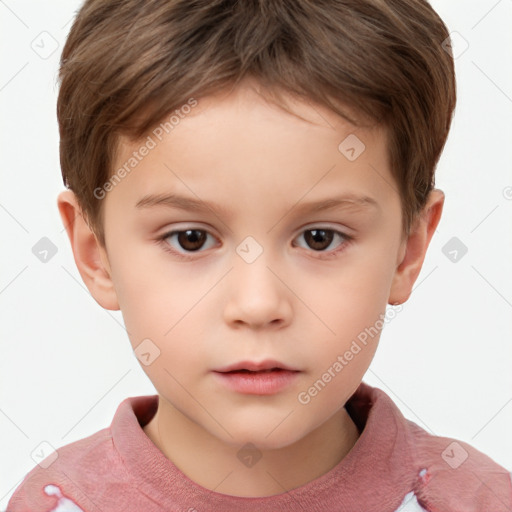 Neutral white child male with short  brown hair and brown eyes