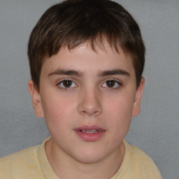 Neutral white child male with short  brown hair and brown eyes