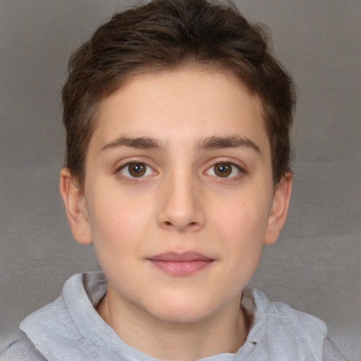 Neutral white young-adult female with short  brown hair and brown eyes