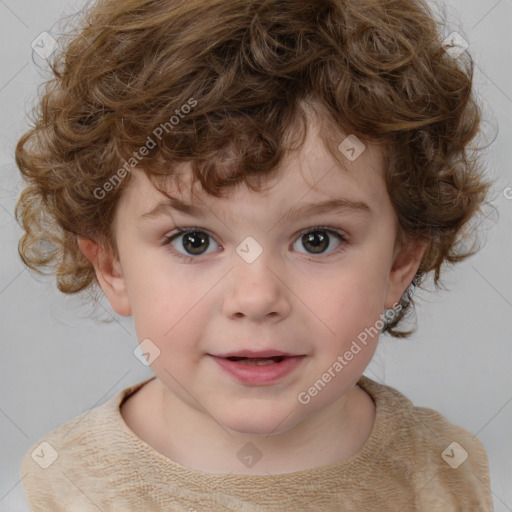 Neutral white child male with short  brown hair and brown eyes