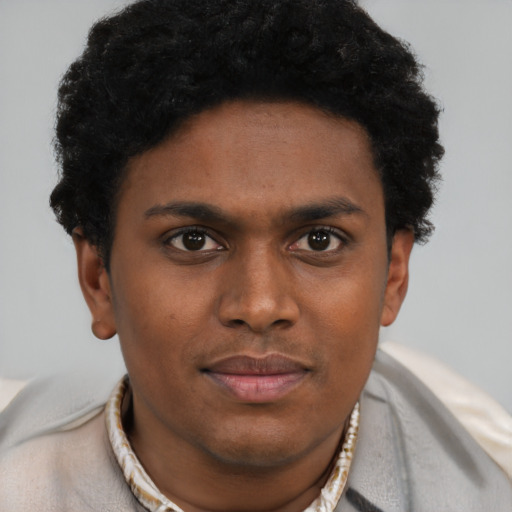 Neutral latino young-adult male with short  brown hair and brown eyes