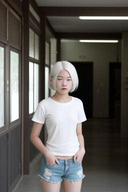 Teenager girl with  white hair