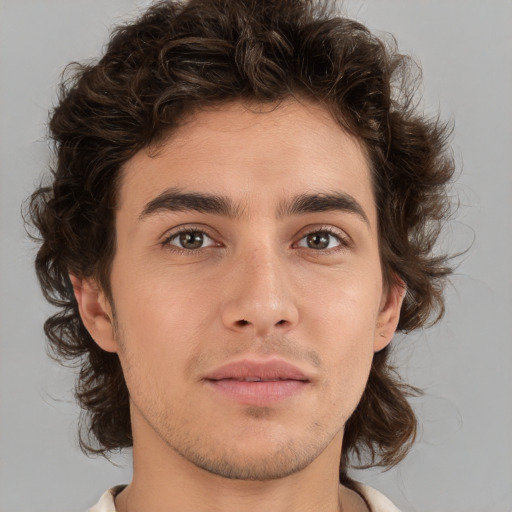 Neutral white young-adult male with medium  brown hair and brown eyes