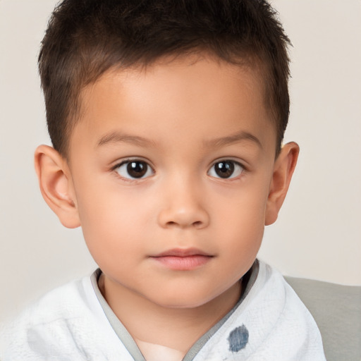 Neutral white child male with short  brown hair and brown eyes