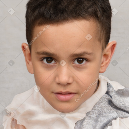 Neutral white child male with short  brown hair and brown eyes