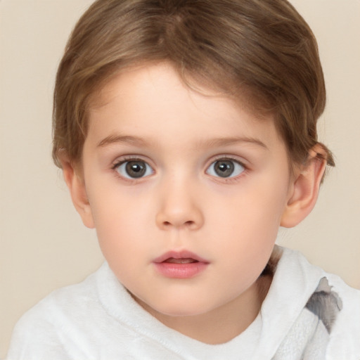 Neutral white child female with short  brown hair and brown eyes