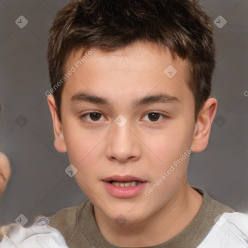 Neutral white child male with short  brown hair and brown eyes