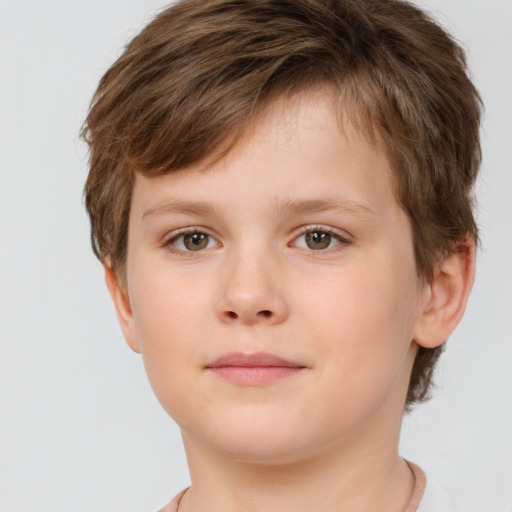 Neutral white child male with short  brown hair and brown eyes