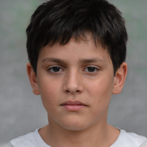 Neutral white child male with short  brown hair and brown eyes