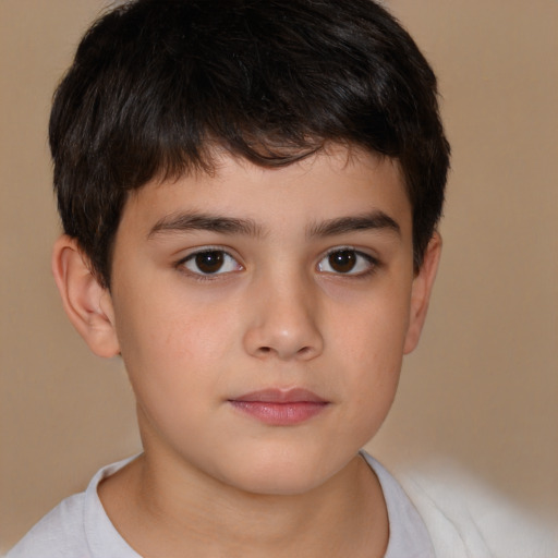 Neutral white child male with short  brown hair and brown eyes