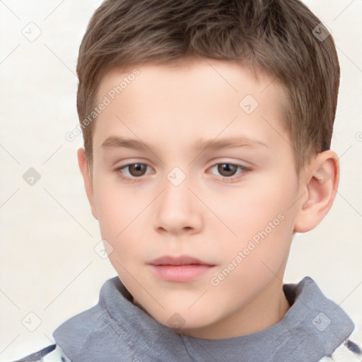 Neutral white child male with short  brown hair and brown eyes