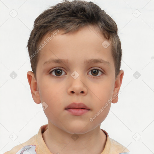 Neutral white child male with short  brown hair and brown eyes