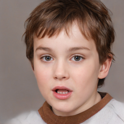 Neutral white child male with short  brown hair and blue eyes