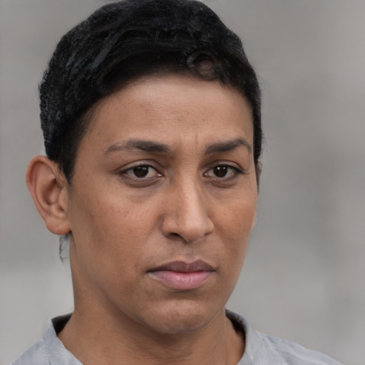 Neutral latino young-adult male with short  brown hair and brown eyes