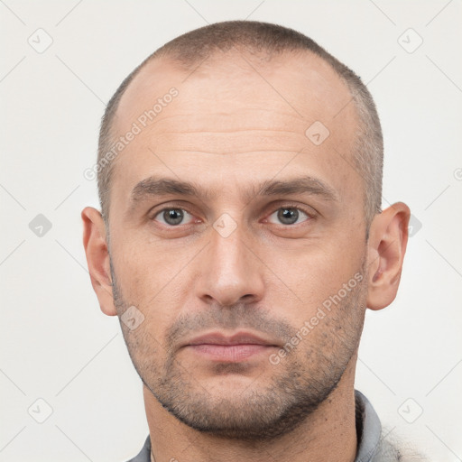 Neutral white adult male with short  brown hair and brown eyes