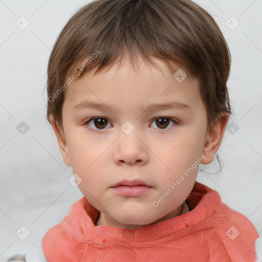 Neutral white child male with short  brown hair and brown eyes