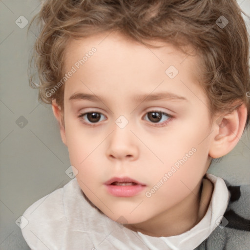 Neutral white child female with short  brown hair and brown eyes