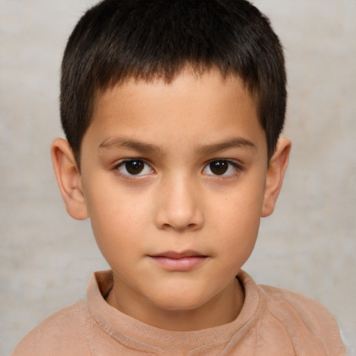 Neutral white child male with short  brown hair and brown eyes