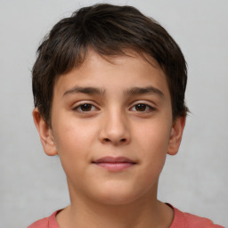 Neutral white child male with short  brown hair and brown eyes