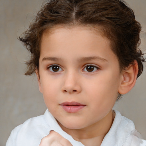 Neutral white child female with medium  brown hair and brown eyes