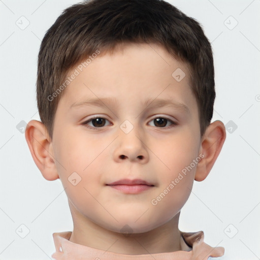 Neutral white child male with short  brown hair and brown eyes