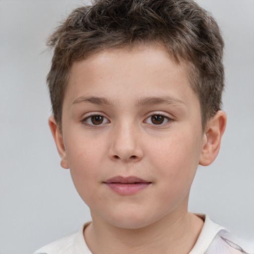 Neutral white child male with short  brown hair and brown eyes