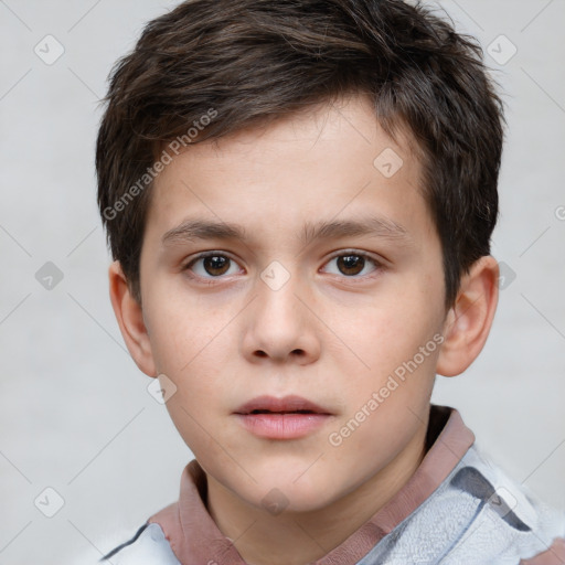 Neutral white child male with short  brown hair and brown eyes