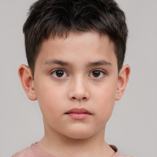 Neutral white child male with short  brown hair and brown eyes