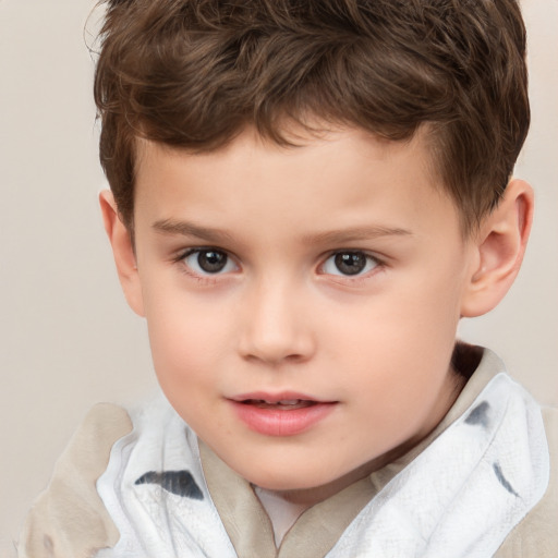 Neutral white child male with short  brown hair and brown eyes