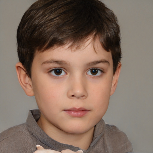 Neutral white child male with short  brown hair and brown eyes