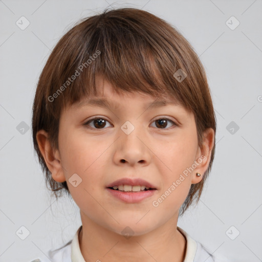 Neutral white child female with medium  brown hair and brown eyes