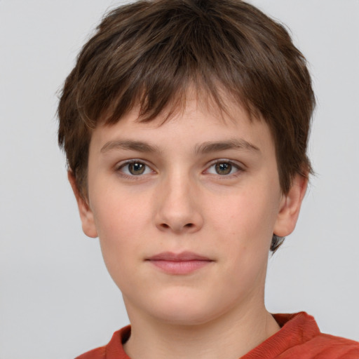 Neutral white child male with short  brown hair and brown eyes