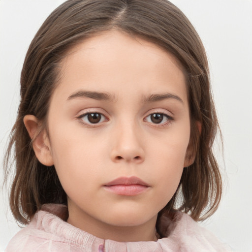 Neutral white child female with medium  brown hair and brown eyes