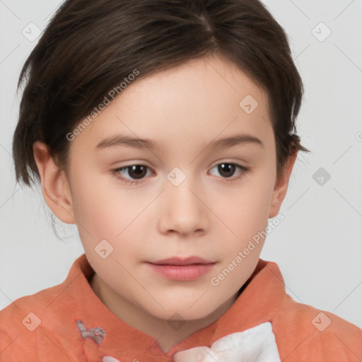 Neutral white child female with short  brown hair and brown eyes