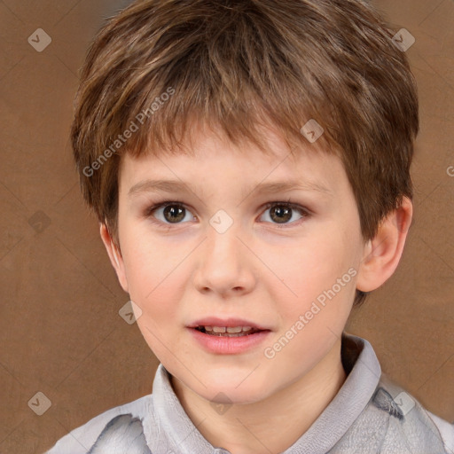 Neutral white child male with short  brown hair and brown eyes