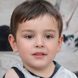 Neutral white child male with short  brown hair and brown eyes