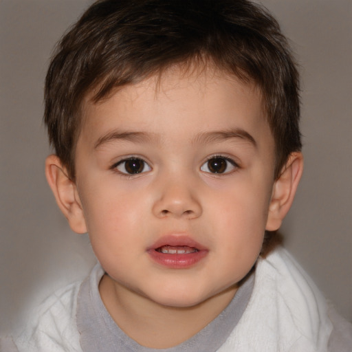 Neutral white child male with short  brown hair and brown eyes