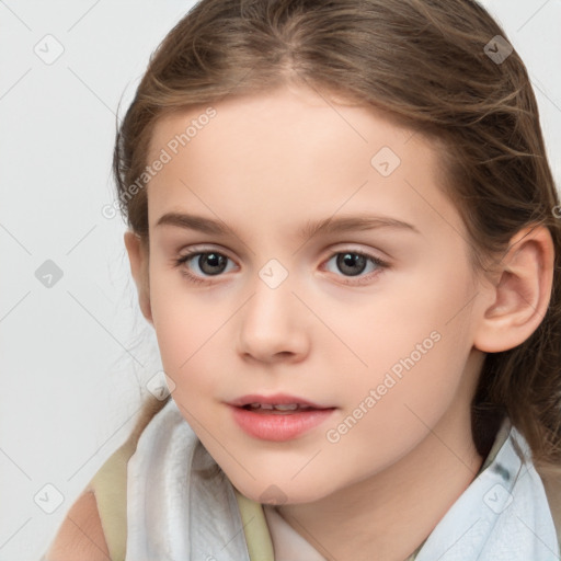 Neutral white child female with medium  brown hair and brown eyes