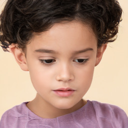 Neutral white child female with short  brown hair and brown eyes