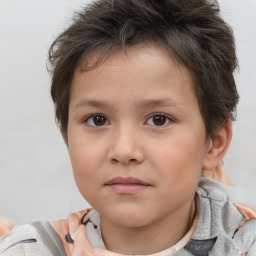 Neutral white child male with short  brown hair and brown eyes