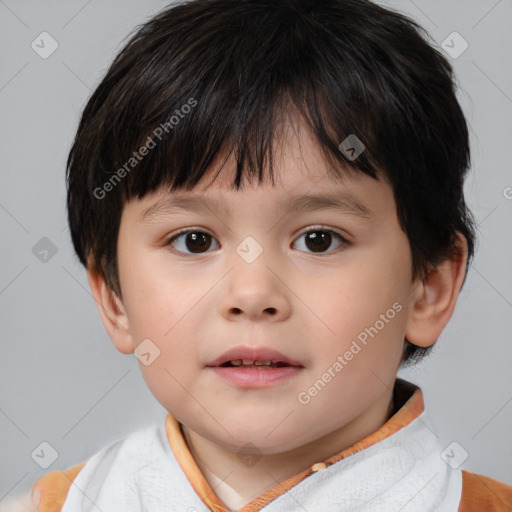 Neutral white child male with short  brown hair and brown eyes