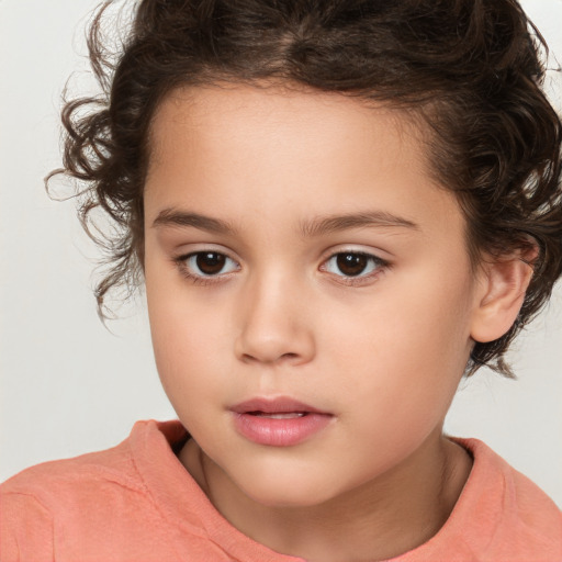 Neutral white child female with medium  brown hair and brown eyes