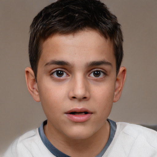 Neutral white child male with short  brown hair and brown eyes