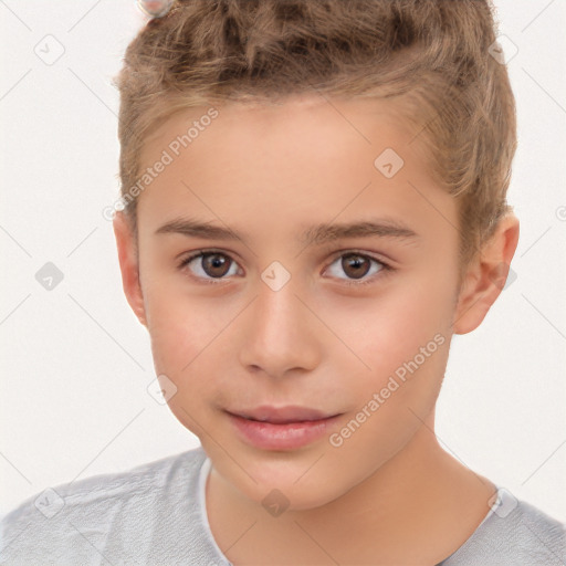 Neutral white child male with short  brown hair and brown eyes