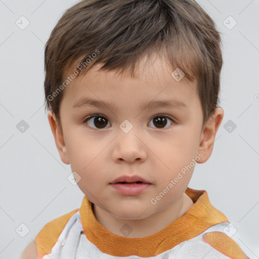 Neutral white child male with short  brown hair and brown eyes