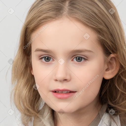 Neutral white child female with medium  brown hair and brown eyes