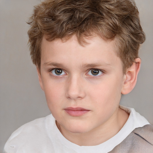 Neutral white child male with short  brown hair and brown eyes